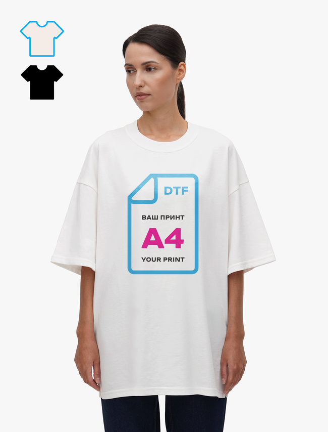 DTF A4 printed oversized t-shirt, Milky white, Relax