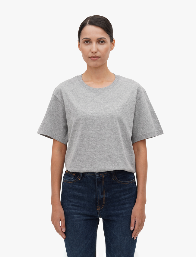 BASIC Classic Grey Melange Unisex T-shirt, Grey, S