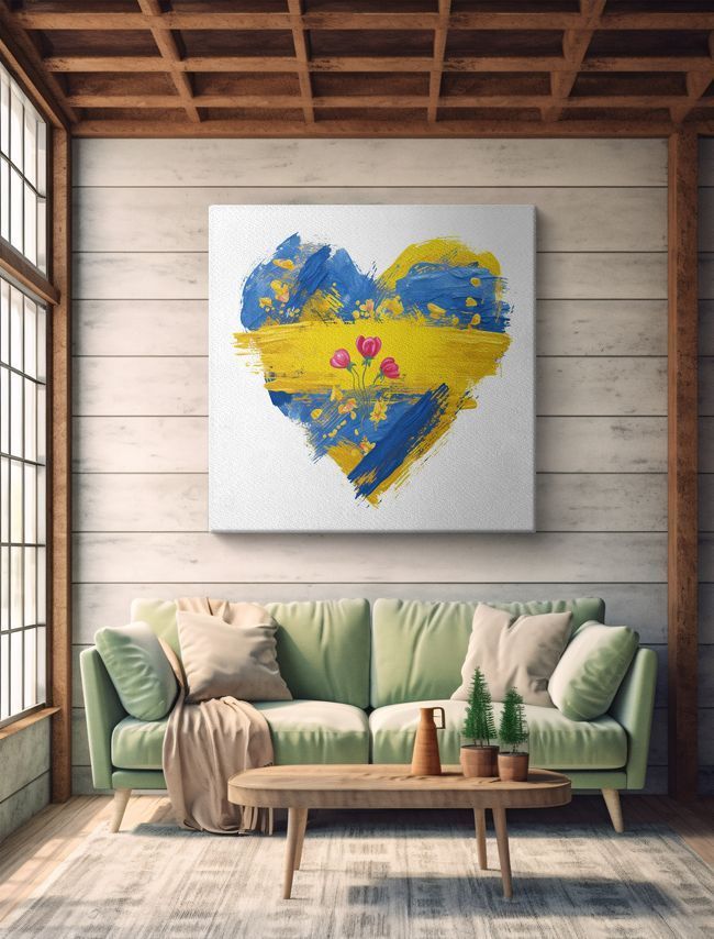 Картина "Украинское Сердце", 30x30 см, Квадрат